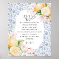 Chinoiserie Lemon Tea Dont Say Baby shower Game