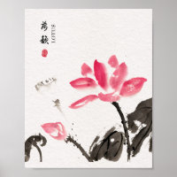 Chinoiserie Libre Aquarelle Lotus Fleurs