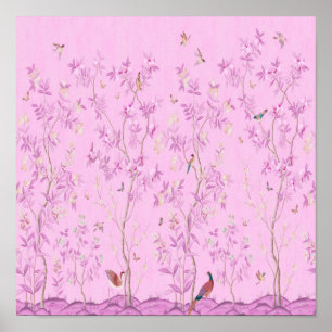 Poster Chinoiserie rose