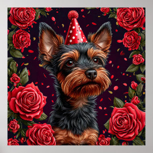 Poster Chiot adorable célébrant son anniversaire