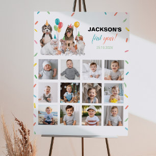 Poster Chiot Boy Anniversaire Photo Milestone Signal Chie