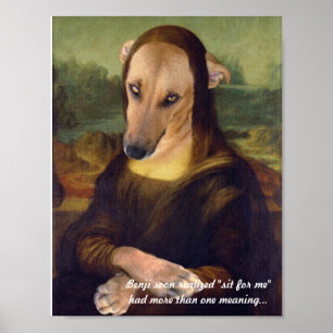 Poster Chiot drôle de Mona Lisa