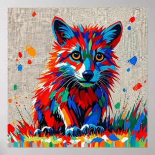 Poster Chiot Expressif dessin animal abstrait