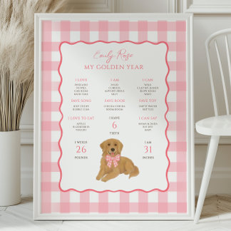 Poster Chiot Golden Retriever 1er Anniversaire Étape Impo