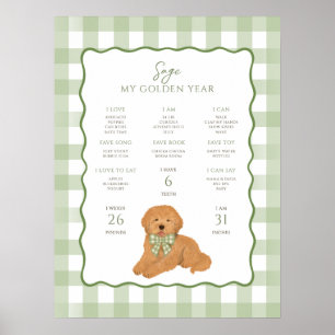 Poster Chiot Goldendoodle 1er Anniversaire Jalons 