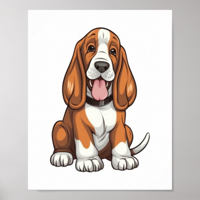 Poster Chiot Kawaii Basset (Devant)