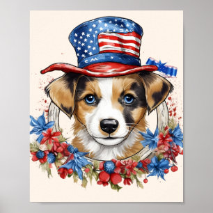 Poster Chiot patriotique 4 juillet fête de l'indépendance