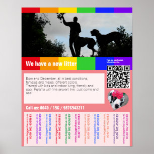 Poster Chiot pour la vente prospectus avec code QR