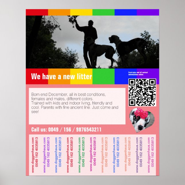 Poster Chiot pour la vente prospectus avec code QR (Devant)