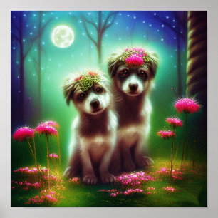 Poster Chiots bohèmes fantastiques  