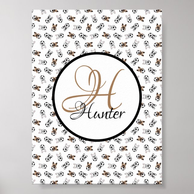 Poster Chiots de football sportif Monogramme (Devant)