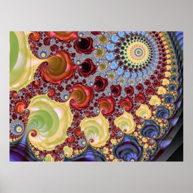 Poster Chiral en spirale mandelbrot (Devant)