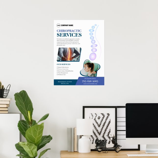 Poster Chiropracteur Services personnalisés (Bureau à domicile)