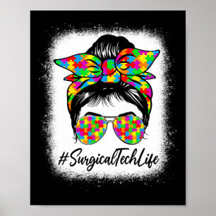 Poster Chirurgie Tech Messy Bun Femmes soutenant l'autism