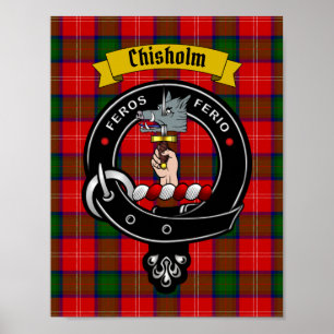 Poster Chisholm Clan Badge & Tartan 8.5x11