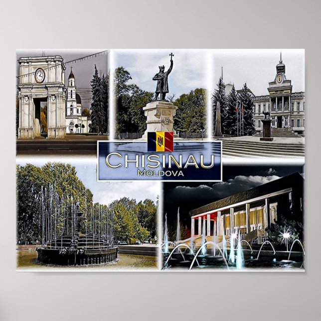 Poster Chisinau - Moldavie - Mosaïque - (Devant)