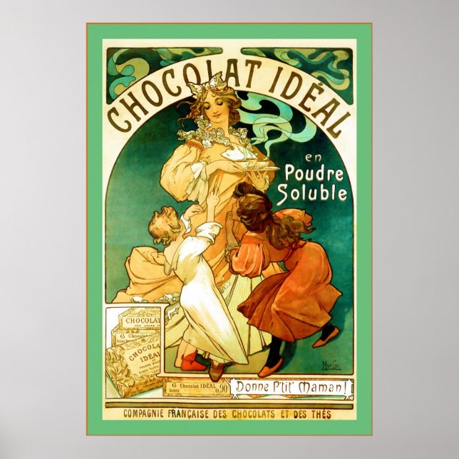 Poster Chocolat Alphonse Mucha ~ Annonce Vintage (Devant)