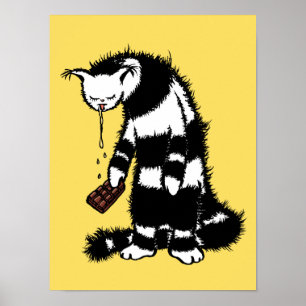 Poster Chocolat Amoureux Drôle Chat bizarre