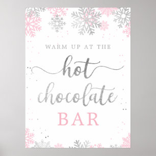 Poster Chocolat chaud Silver rose Silver Snowflakes hiver