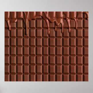 Poster Chocolat fondu au-dessus d'un bloc de chocolat