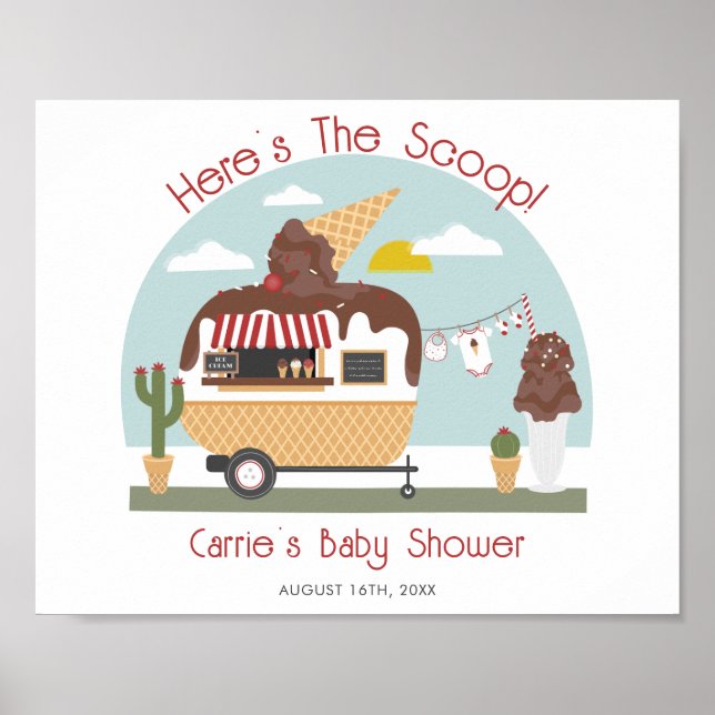 Poster Chocolat glace crème Camper Baby shower neutre (Devant)