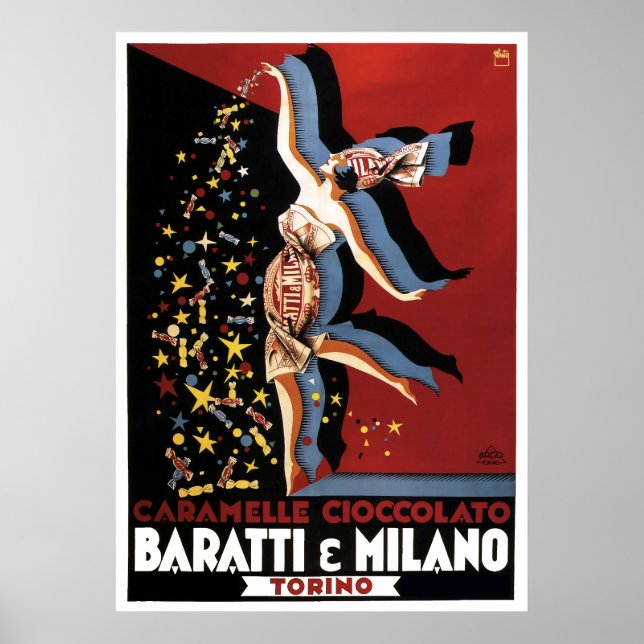 Poster CHOCOLAT ITALIEN BARATTI & MILANO c. 1920 (Devant)