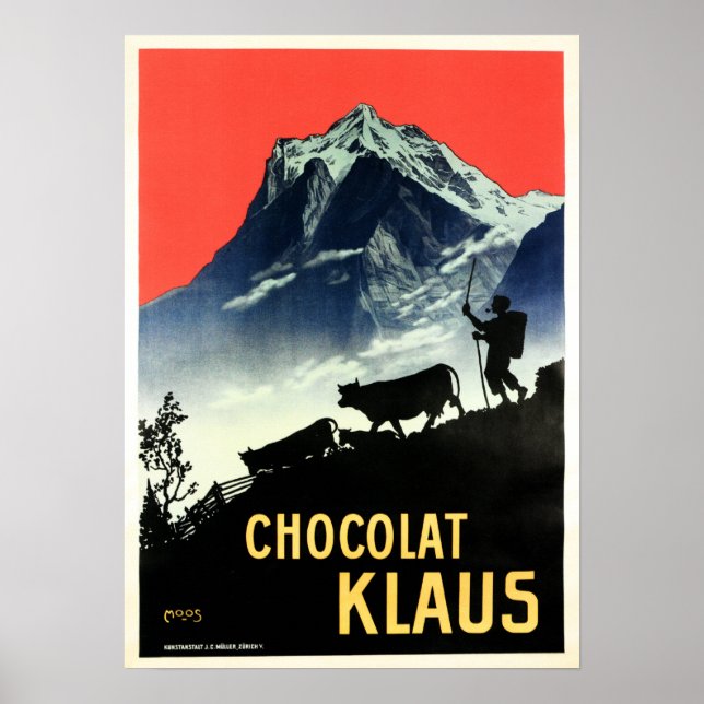Poster CHOCOLAT KLAUS Swiss Chocolate Drink Publicité (Devant)