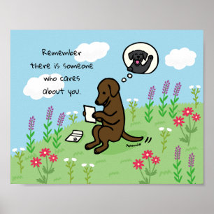 Poster Chocolat Labrador et lettre Personne ne s'occupe