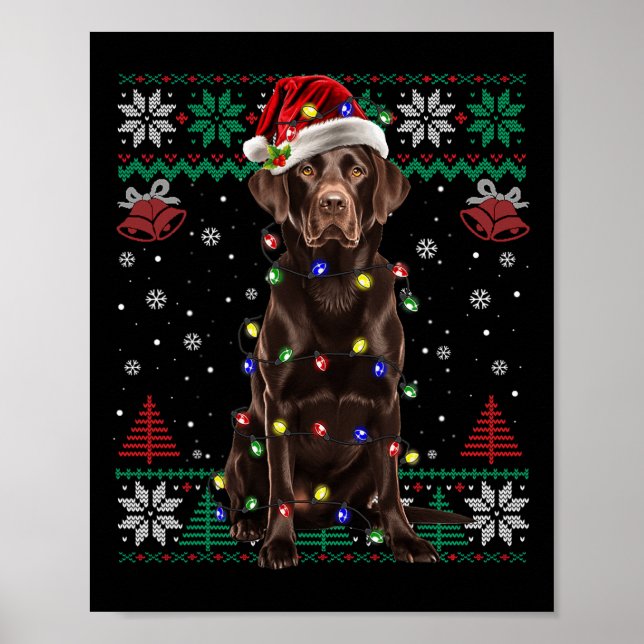 Poster Chocolat Labrador Noël Père Noël laide Sweat Do (Devant)