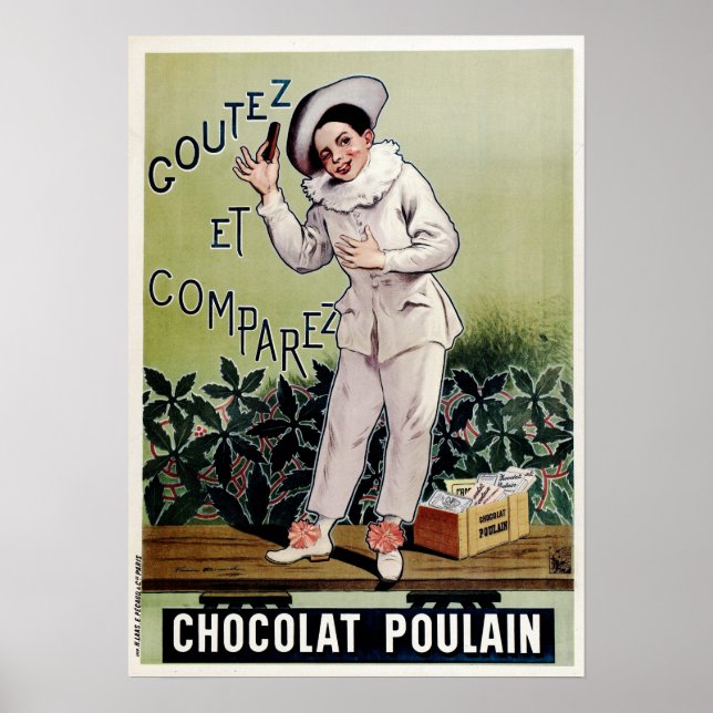 Poster CHOCOLAT POULAIN Lait Chocolat Bar Vieux français (Devant)