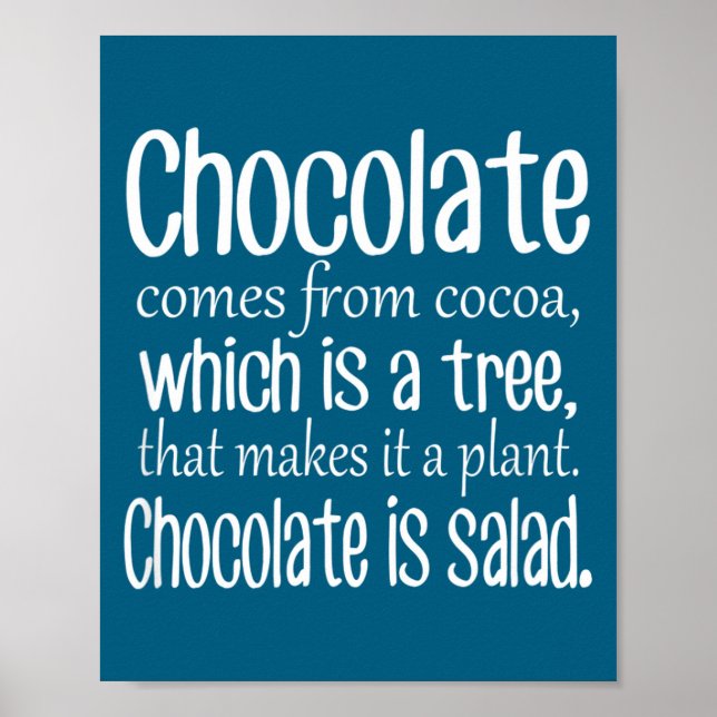Poster Chocolate Is Salad Funny Diet Quote  (Devant)