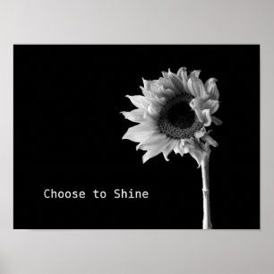 Poster "Choisir de briller" Tournesol Portrait noir & bla