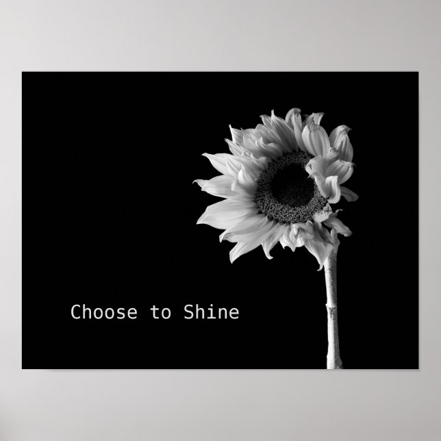 Poster "Choisir de briller" Tournesol Portrait noir & bla (Devant)