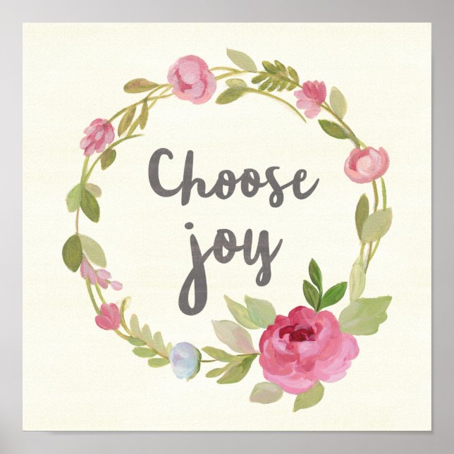 Poster Choisir la joie | Roses Pink Pastel (Devant)