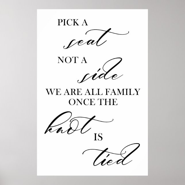 Poster choisir un siège et non un panneau mariage latéral (Devant)