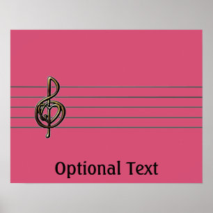 Poster Choisir une couleur Embossée Look Treble Clef et H