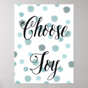 Poster Choisissez des points d'aquarelle bleu Joy