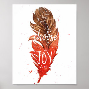 Poster Choisissez la plume d'aquarelle de //de joie