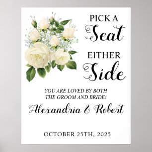 Poster Choisissez un siège et non un panneau Mariage laté