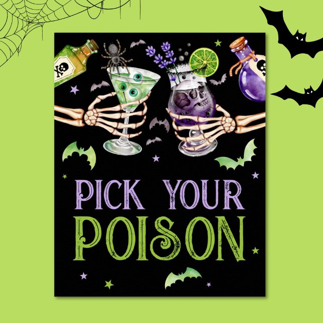 Poster Choisissez votre poison Halloween Boissons Favoris (Pick Your Poison Halloween Drinks Favor Poster)