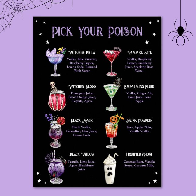 Poster Choisissez votre poison Halloween Cocktail Menu (Pick Your Poison Halloween Cocktail Menu Poster)