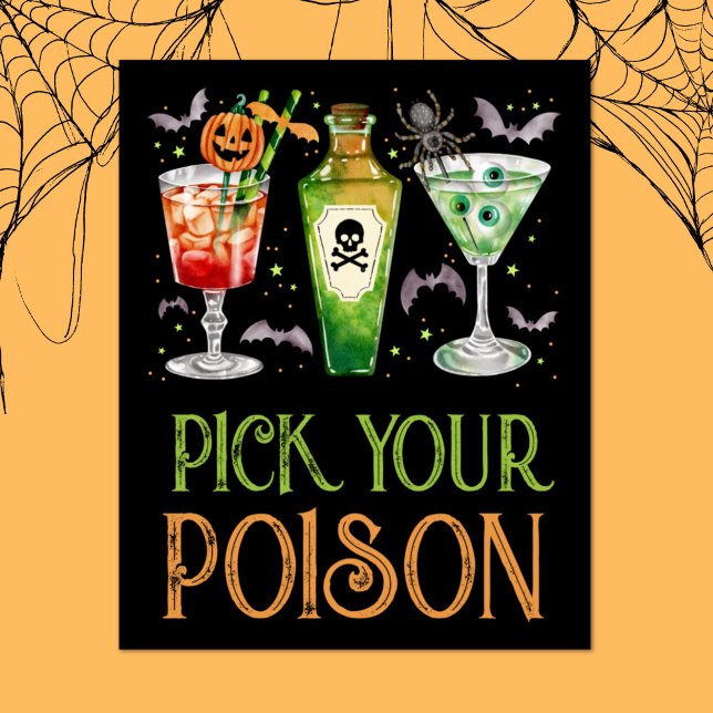 Poster Choisissez votre poison Halloween Cocktails Boisso (Pick Your Poison Halloween Cocktail Drinks Poster)