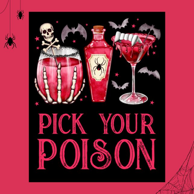 Poster Choisissez votre poison Halloween Cocktails Boisso (Pick Your Poison Halloween Cocktail Drinks Poster)