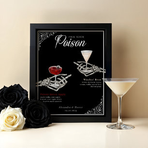 Poster Choisissez votre poison Squelette Mariage Cocktail