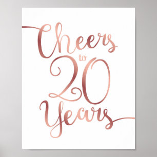 Poster CHOIX Rose Or CHEERS À 20 ANS Signer Imprimer