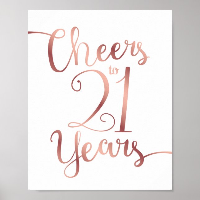 Poster CHOIX Rose Or CHEERS À 21 ANS Signer Imprimer (Devant)