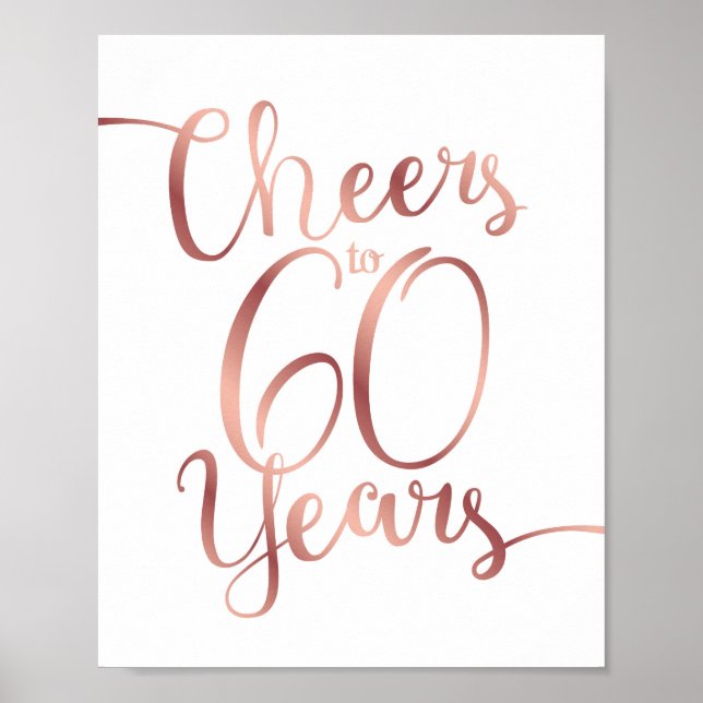 Poster CHOIX Rose Or CHEERS À 60 ANS Signer Imprimer (Devant)
