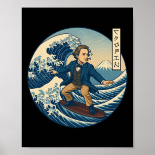 Poster Chopins Musicien Clinique Ukiyo-e Surfant Katakana