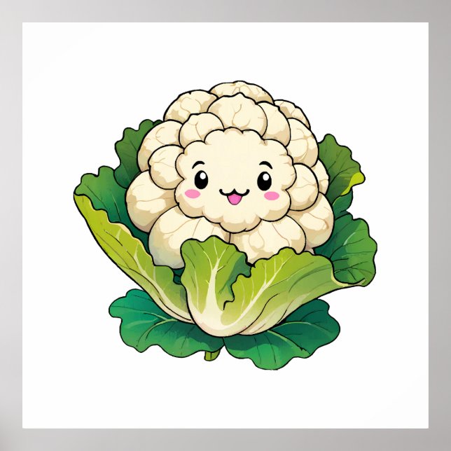 Poster Chou-fleur Kawaii (Devant)