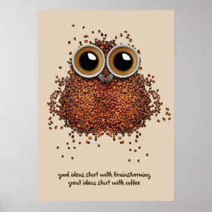 Poster Chouette à café Lover